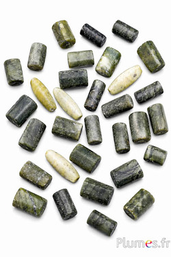 Natursteinperlen - 18 x 10 mm - olivgrün